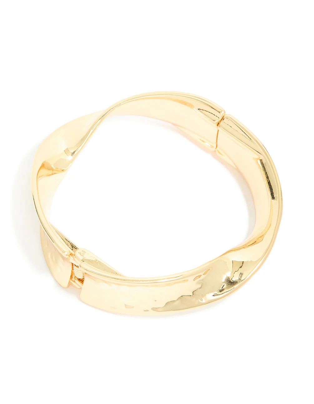Gold Plated Hammered Twist Hinged Bangle