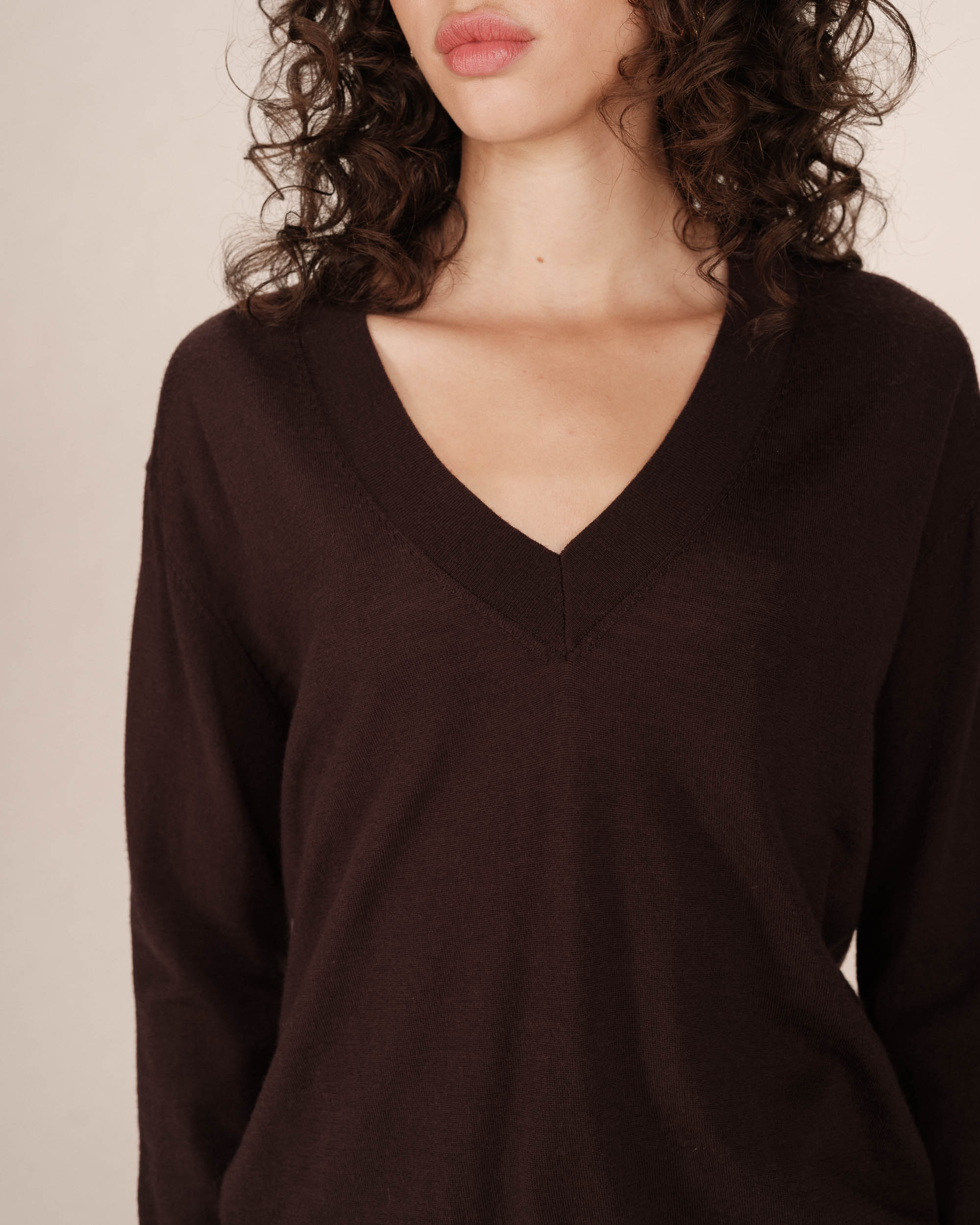 Pull laine merinos chocolat Sabba