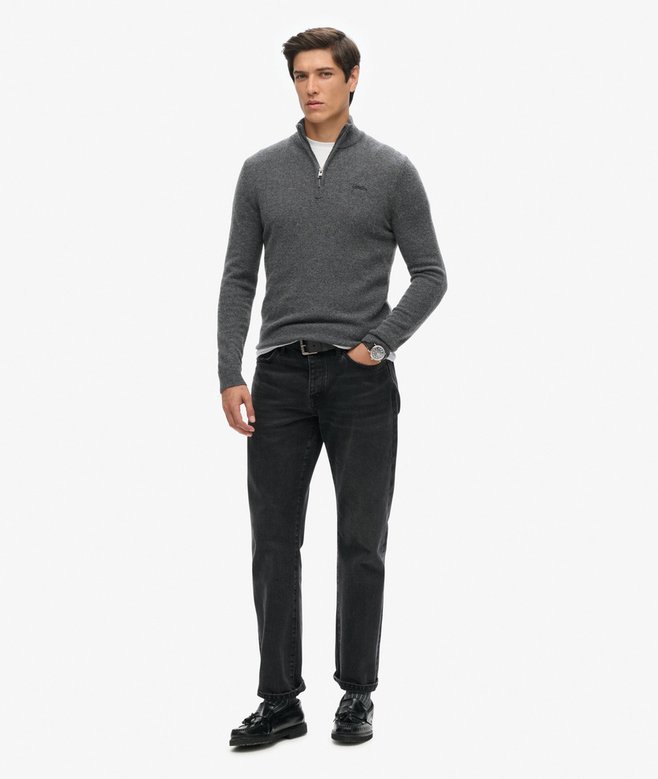 Essential Embroidered Knit Half Zip Jumper