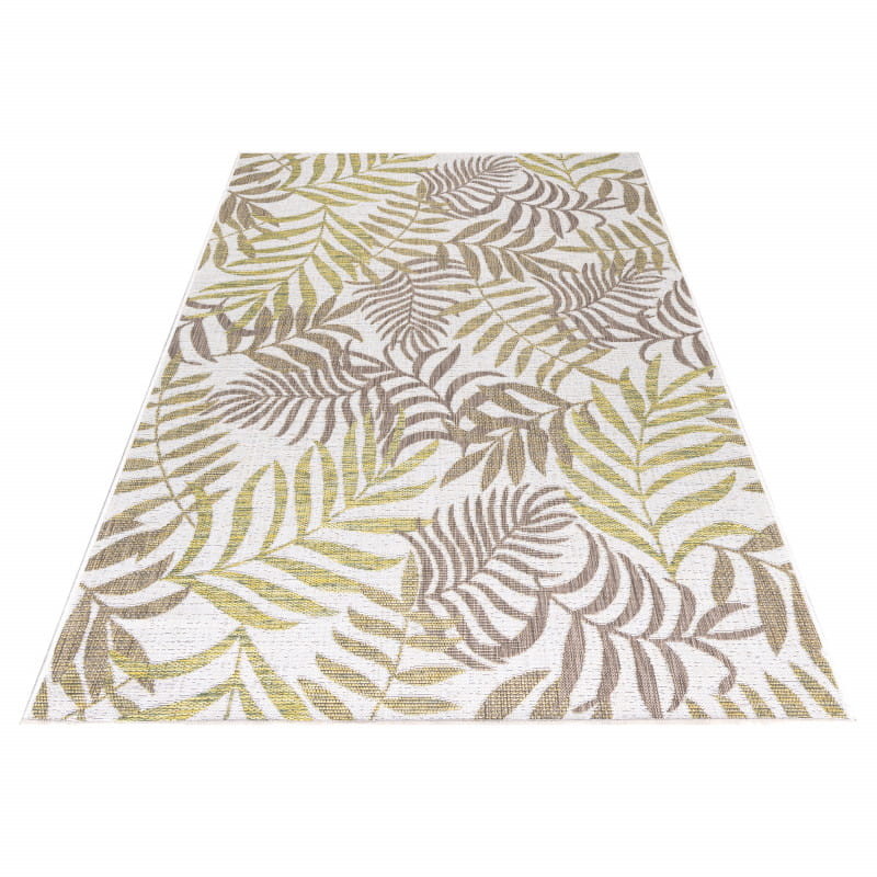 Dywan zewnętrzny Sunny listki beżowo-zielone 80 cm x 250 cm