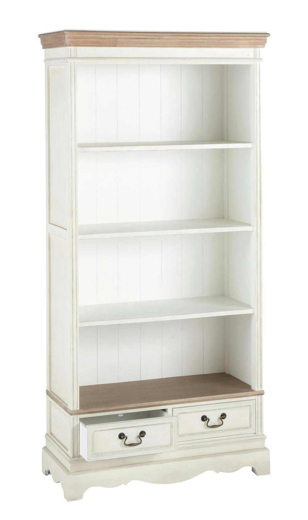 Léontine - Bibliothèque 2 tiroirs coloris crème