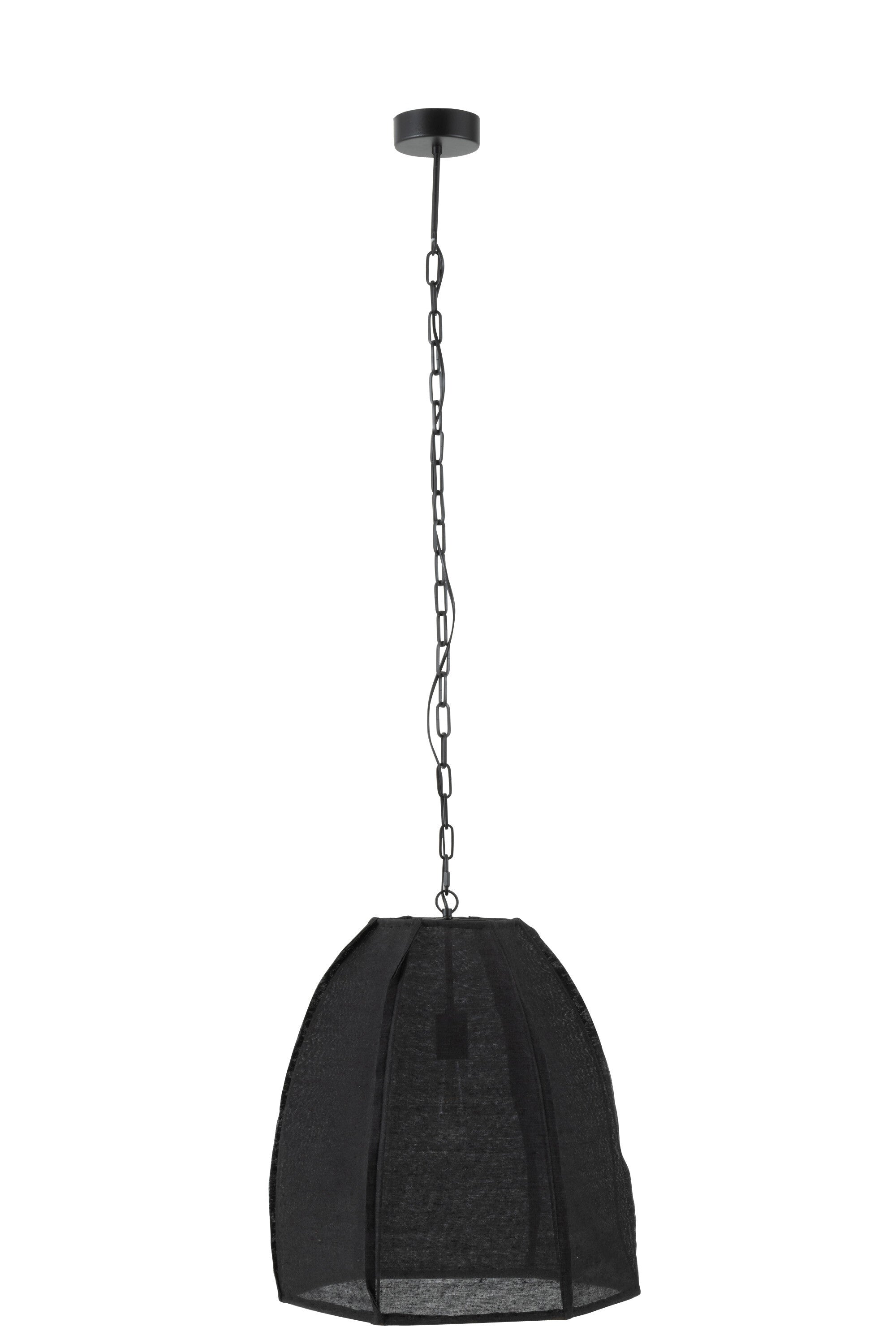 J-Line hanglamp Peer - linnen/ijzer - zwart - small