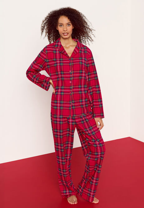 Womens Red Check Family Christmas Pyjama Set
