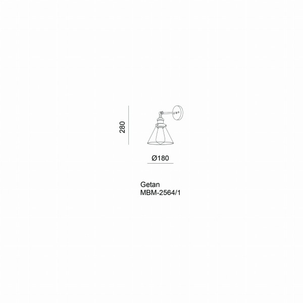 Kinkiet transparentny GETAN 1xE27x60W wym:28x18x26cm IP20 Italux