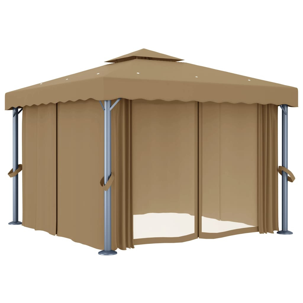 Altana Ogrodowa z Zasłonami Pergola Namiot Ogrodowy Taupe 3 x 3 m