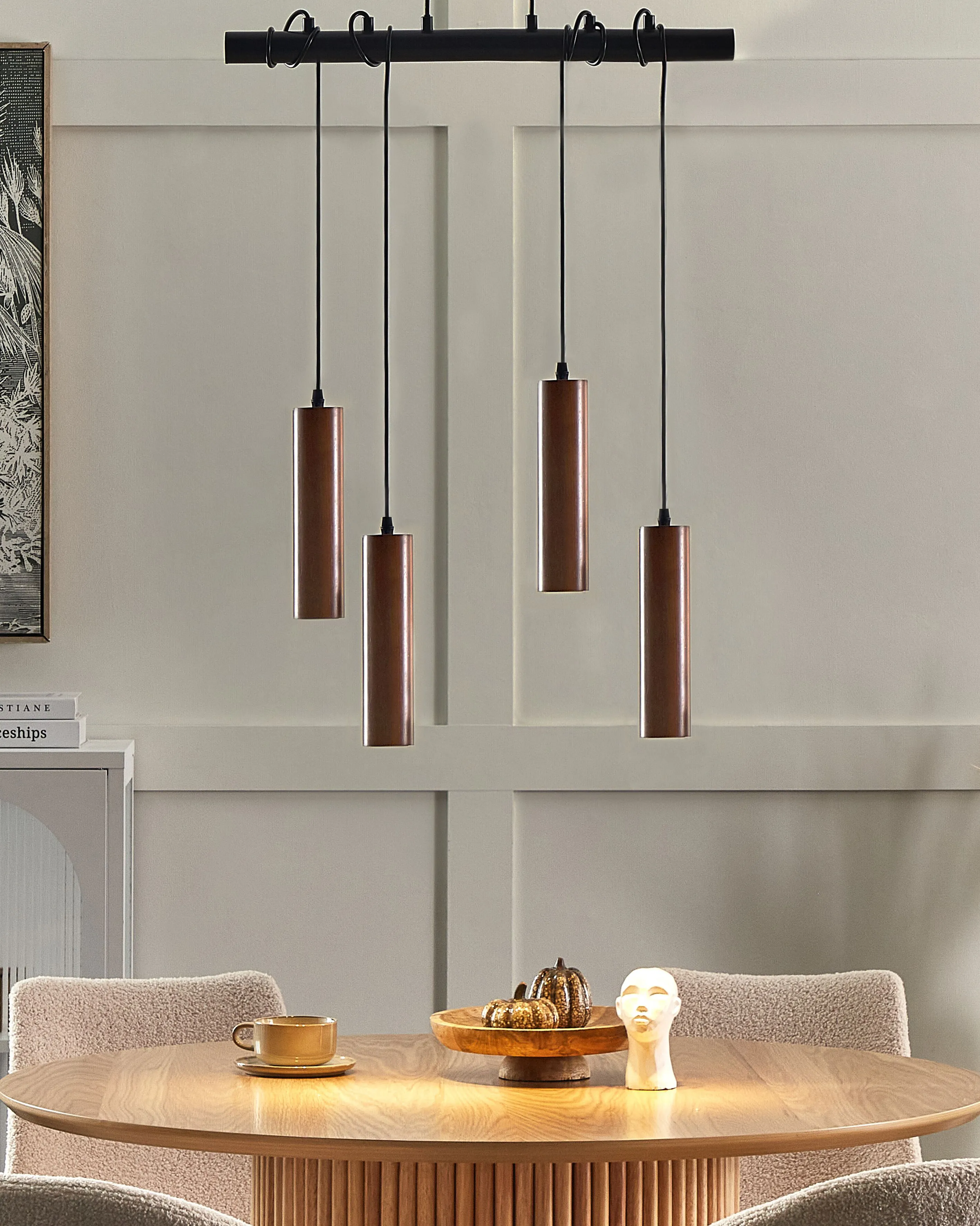 Pendant Lamp TUTAKI Oak Wood Black
