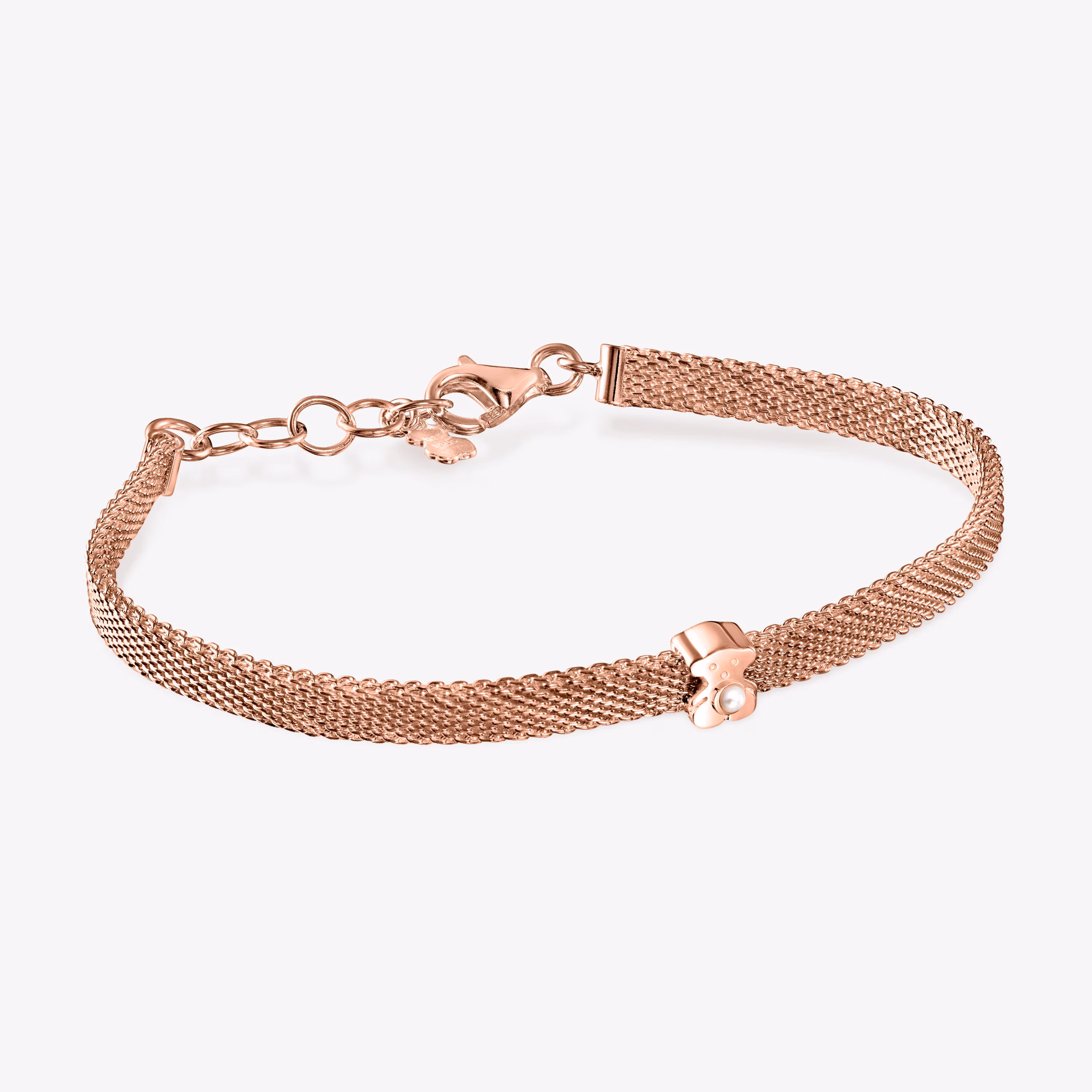 Pulsera con baño de oro rosa 18 kt sobre plata y perla Real Sisy