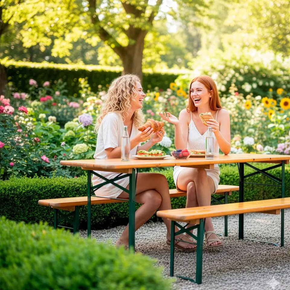 tectake Biertafelset Sissi, 3-delig, inklapbaar, Bruin