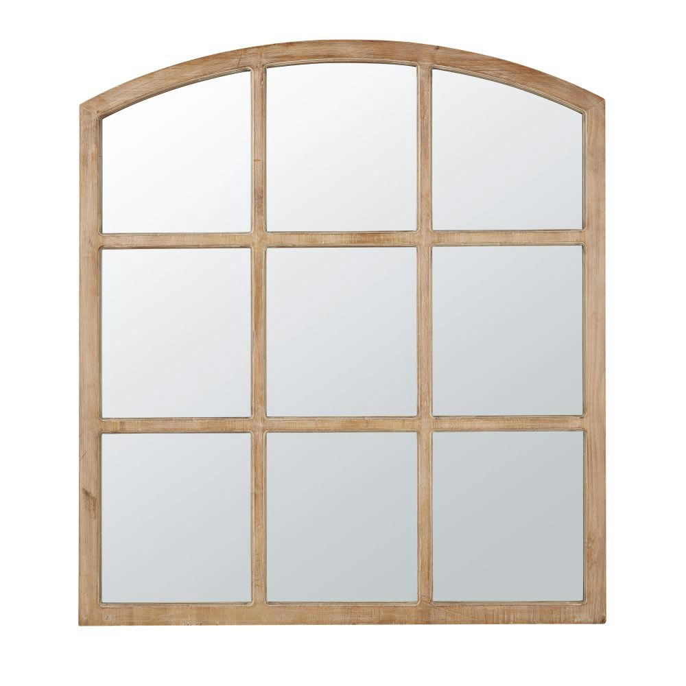 MALO - Miroir fenêtre rectangulaire arrondi marron 117x130