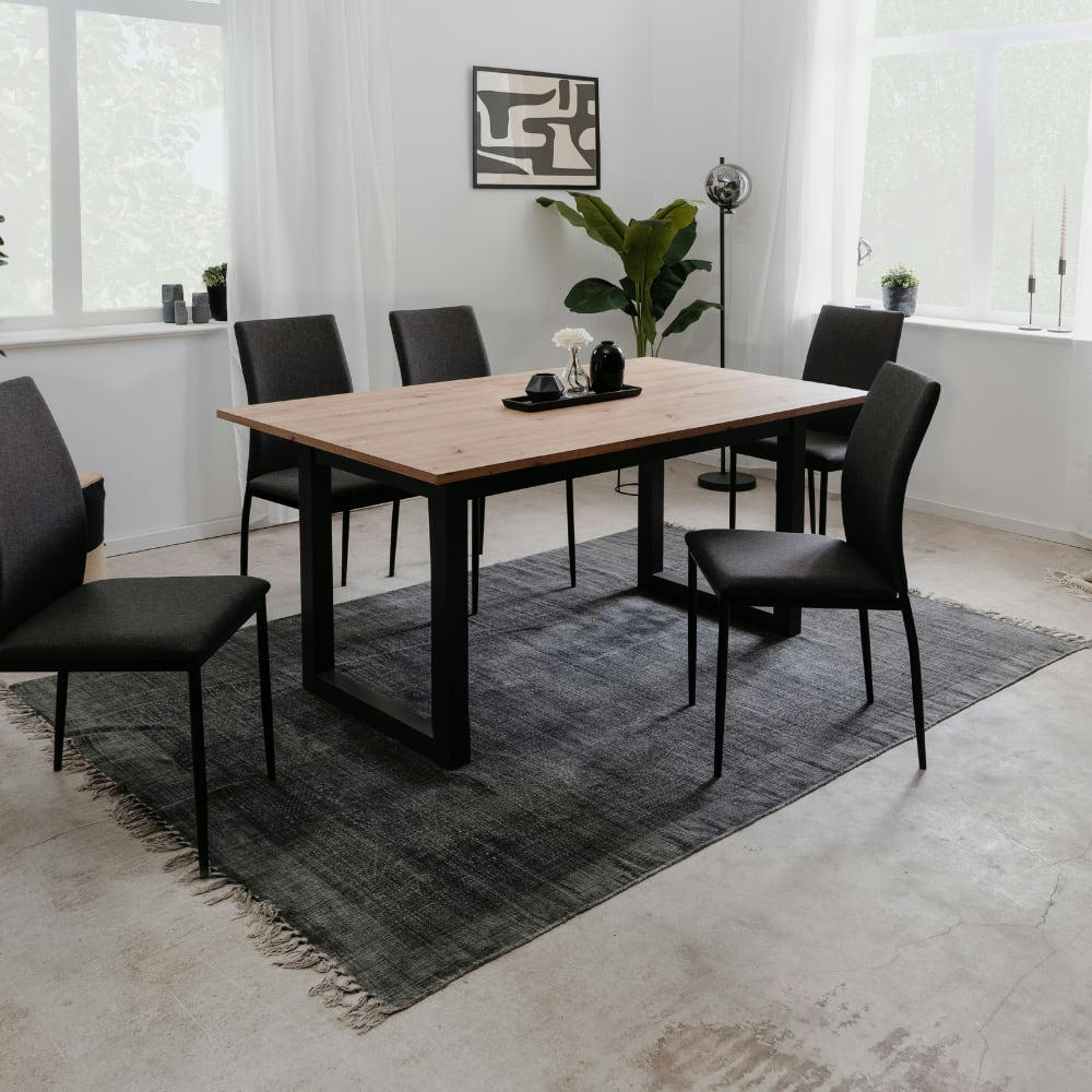 KOTOR - Table à manger industrielle en bois extensible 10 personnes