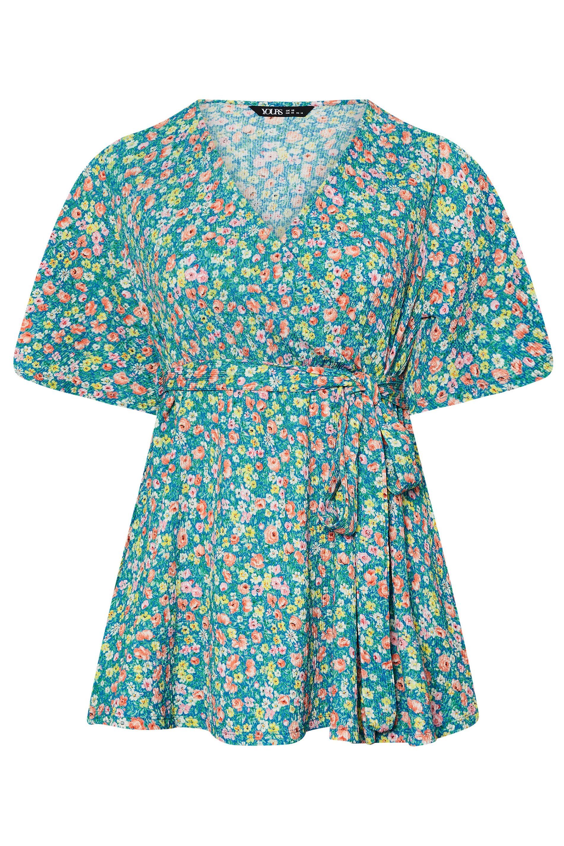 Yours Floral Wrap Textured Top