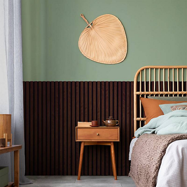 Panneau Mural acoustique tasseaux bois 120 x 30 x 1,9 cm - décor chêne foncé / feutrine noir - 0,36m²