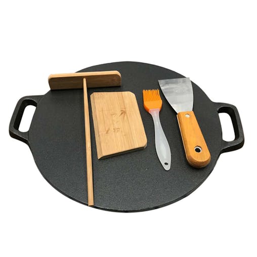 SOGA 2X Cast Iron Induction Crepes Pan Baking Cookie Pancake 40x33cm