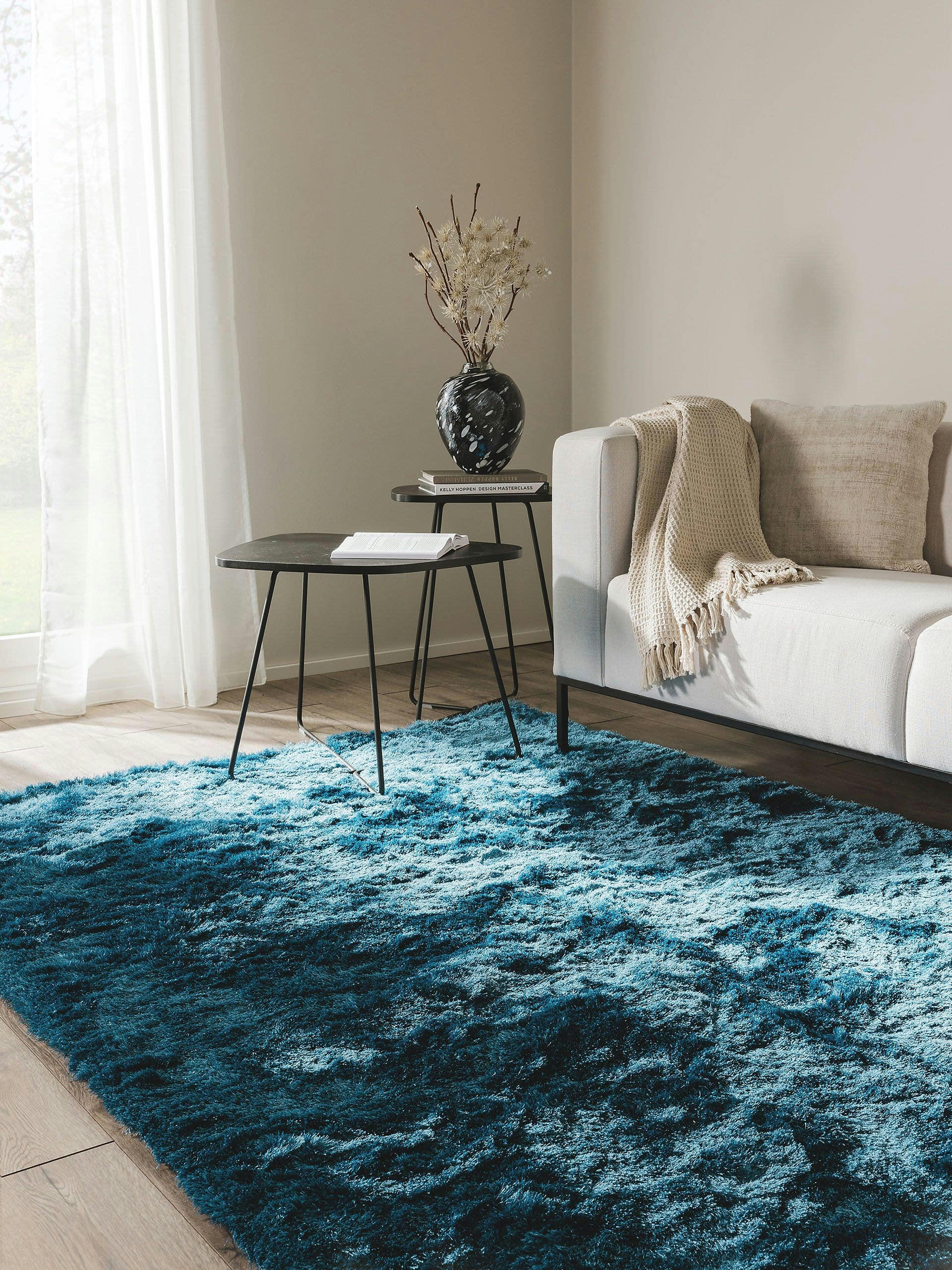 WHISPER - Tapis à poils longs bleu 240x340