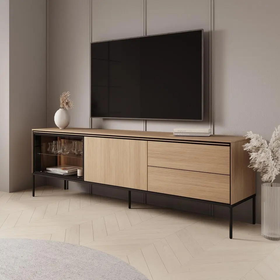 Meubella - Vicious - TV-Meubel met LED - Eiken - 197x41x62 cm