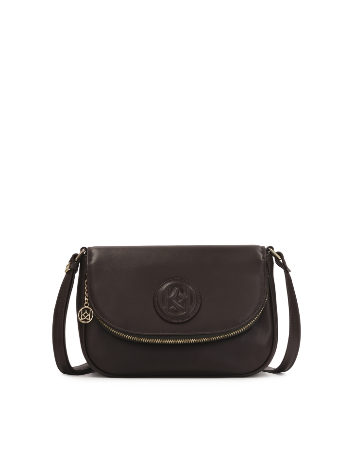 Brown belt handbag with flap pocket