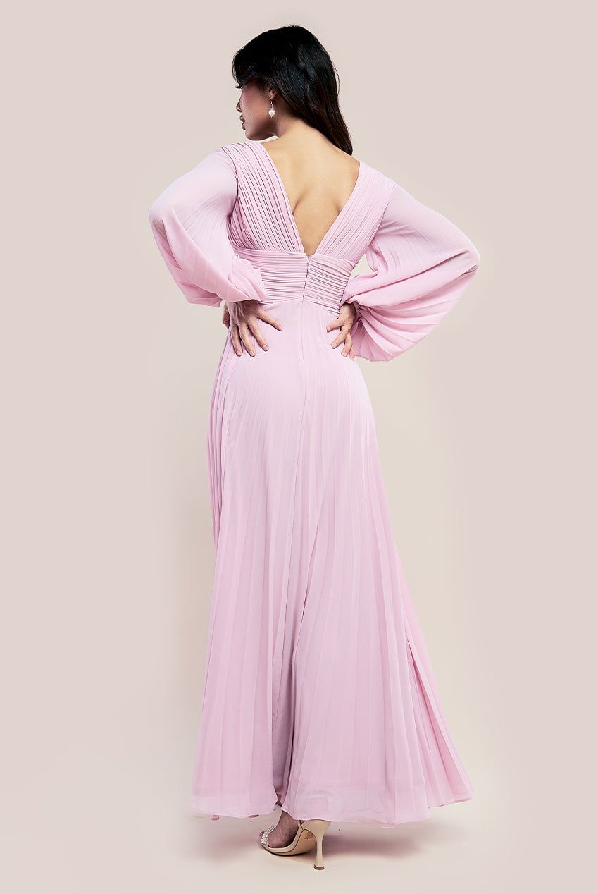 Goddiva Balloon Sleeve Chiffon Maxi