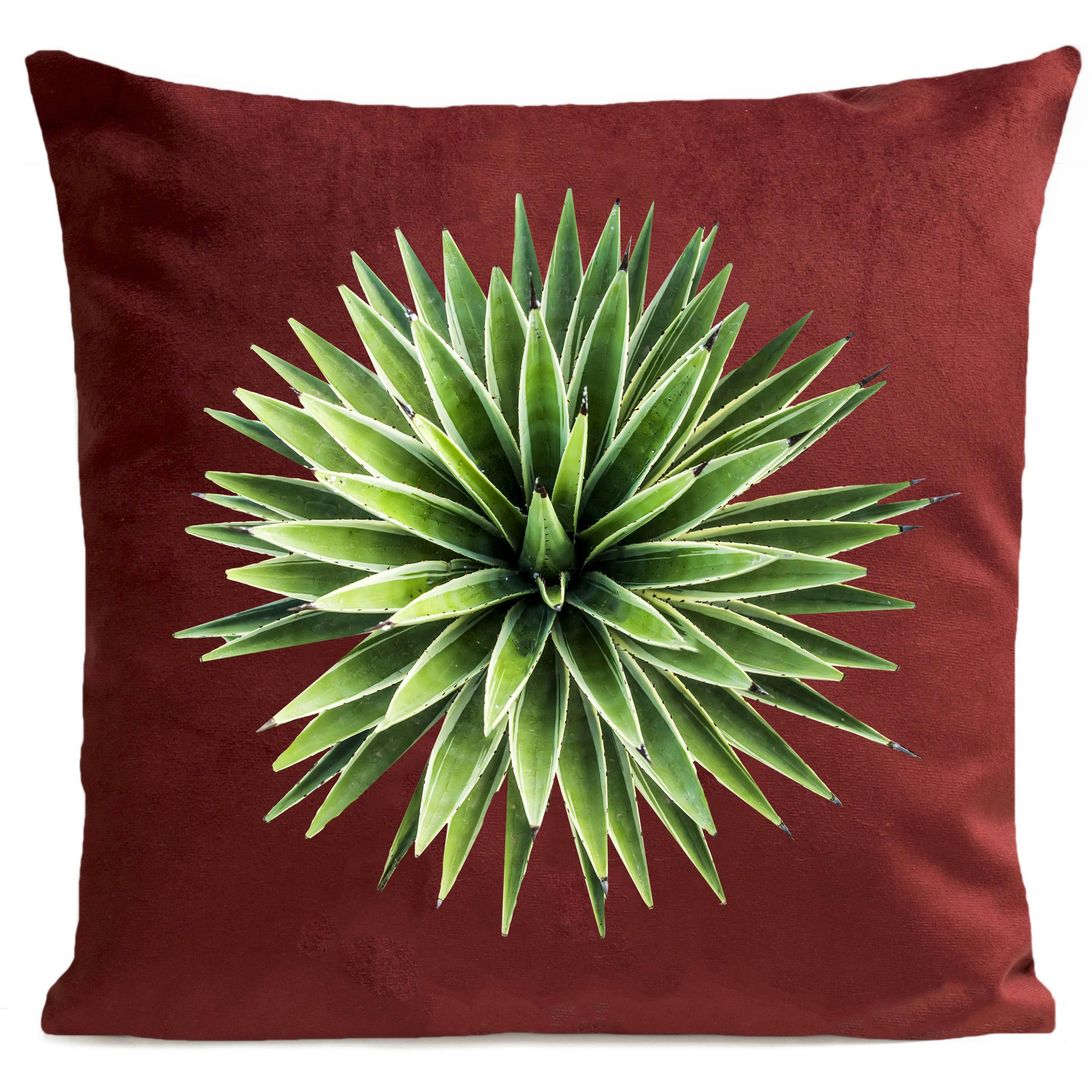 - Coussin tropical yucca suédine rouge 40x40cm