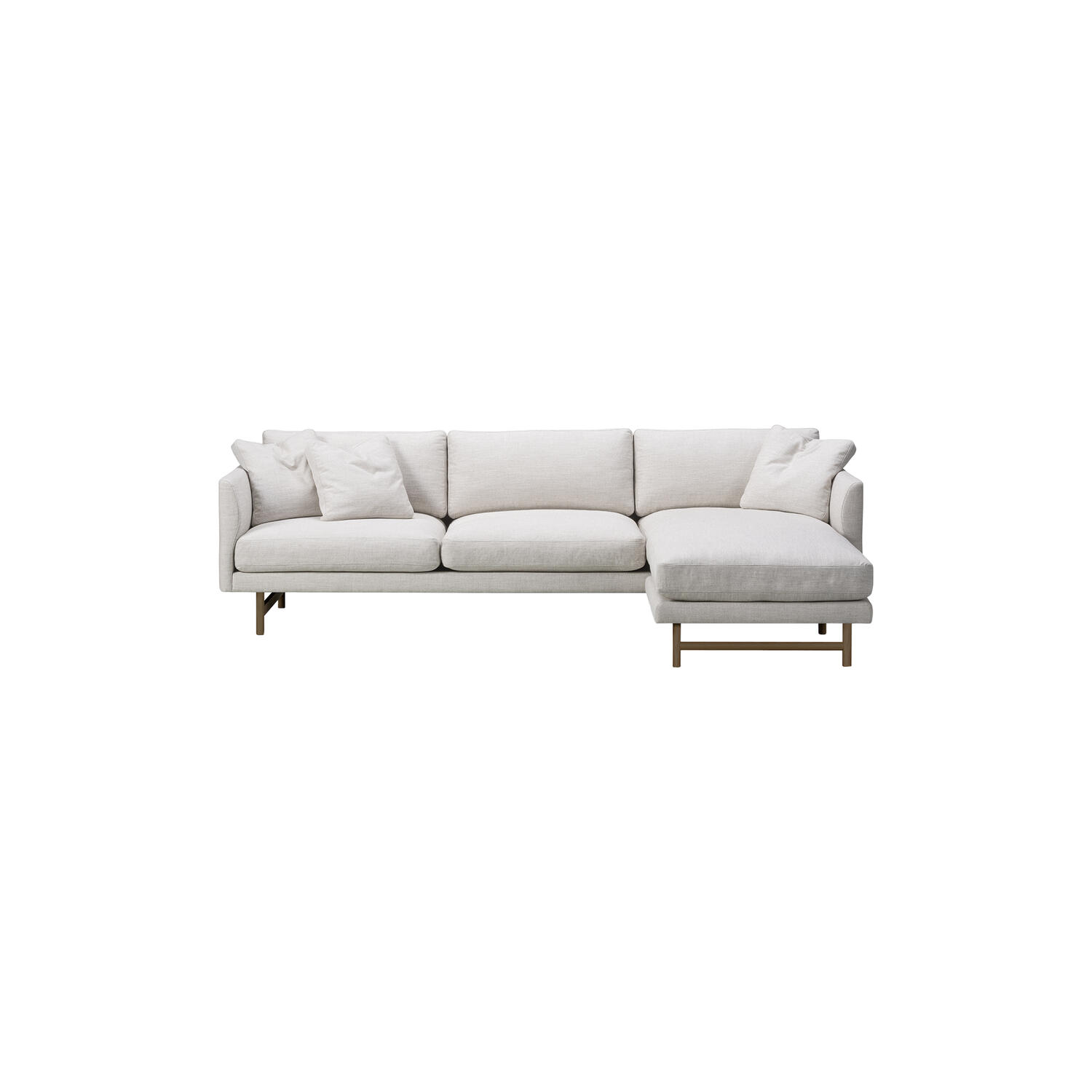 FF5525 80 3 pers. sofa chaise, lys beige/lakeret røget eg
