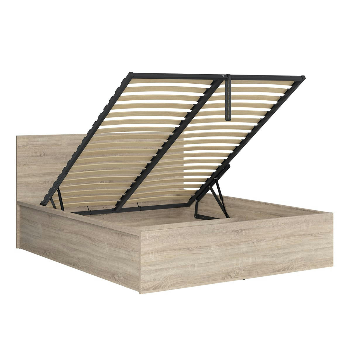- Lit coffre 160x200 sommier inclus naturel clair