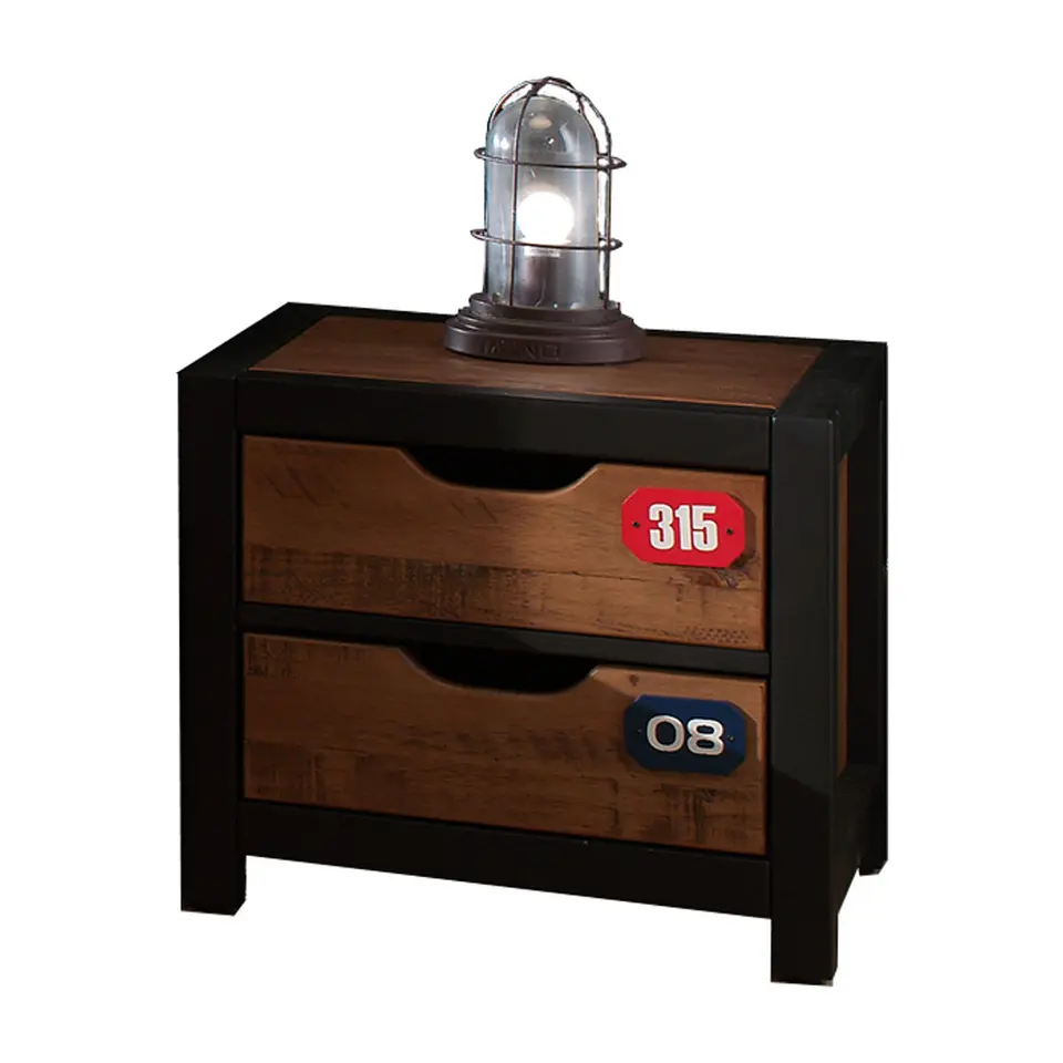 Vipack bed Alex (incl. nachtkastje) - bruin/zwart