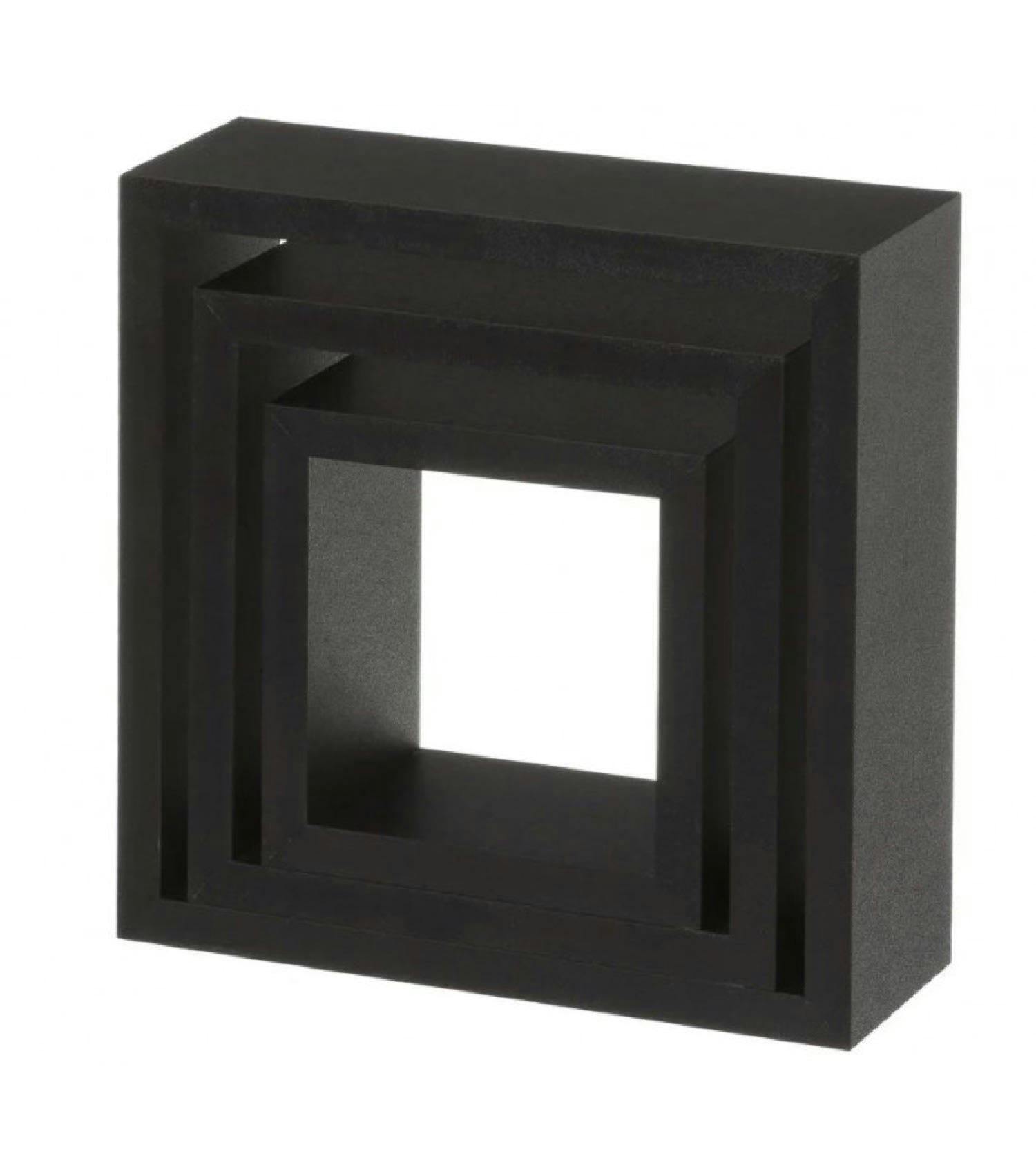 - Set de 3 étagères murales carrées en bois noir - 25x25x9cm