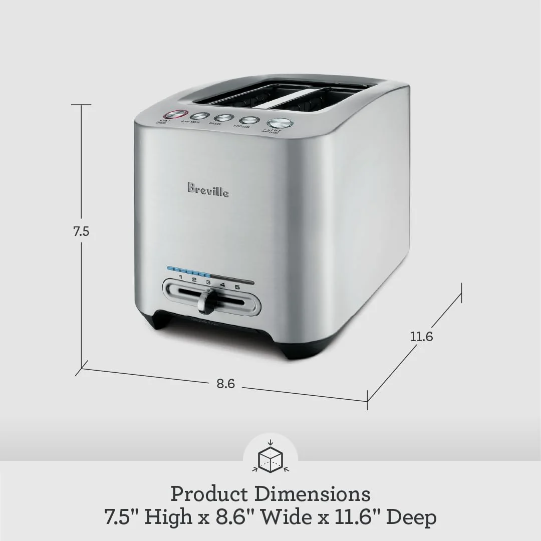 Breville Die-Cast Smart Toaster, 2-Slice, Brushed Stainless Steel
