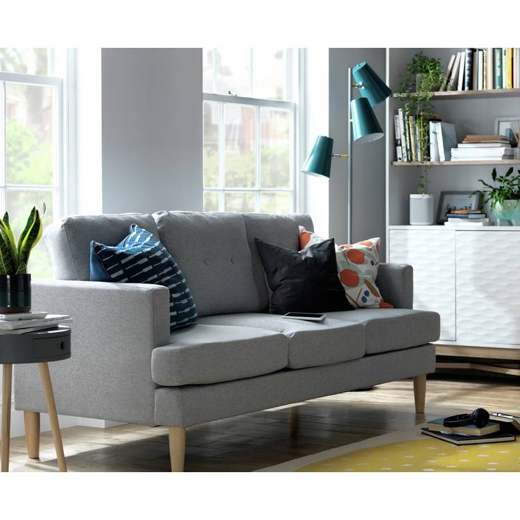 Habitat Joshua Fabric 3 Seater Sofa - Charcoal