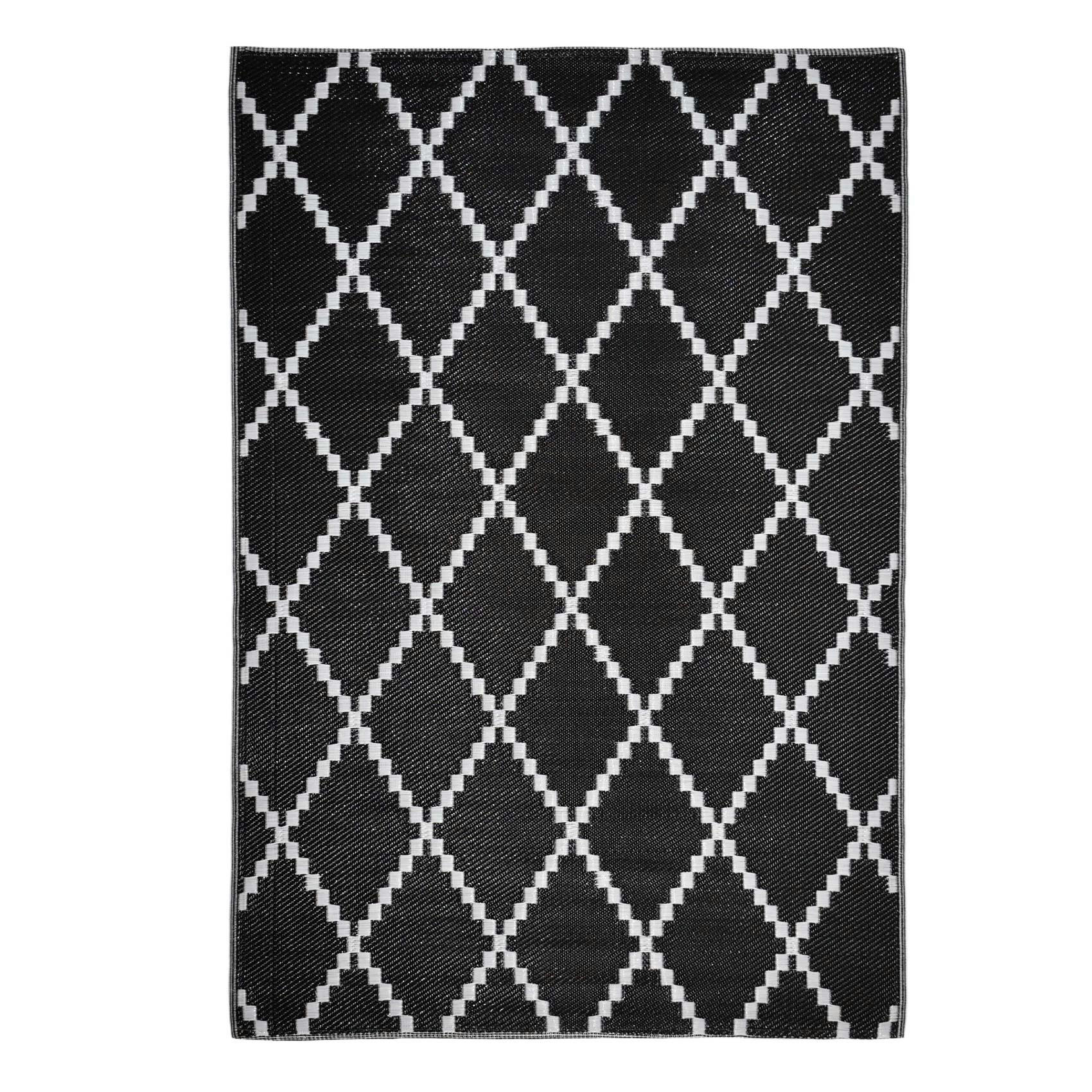 SCOOBI - Tapis outdoor tressé recto/verso polypropylène noir 120x160 cm