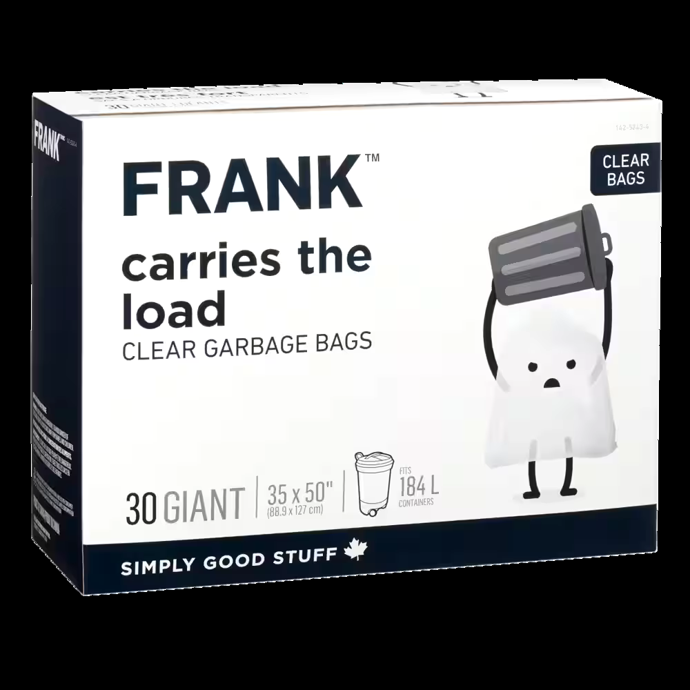 FRANK Giant Outdoor Garbage Bags, 30-pk, Clear, 184-L