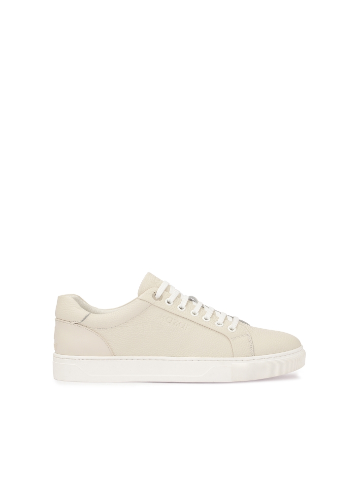 Light gray pea leather sneakers