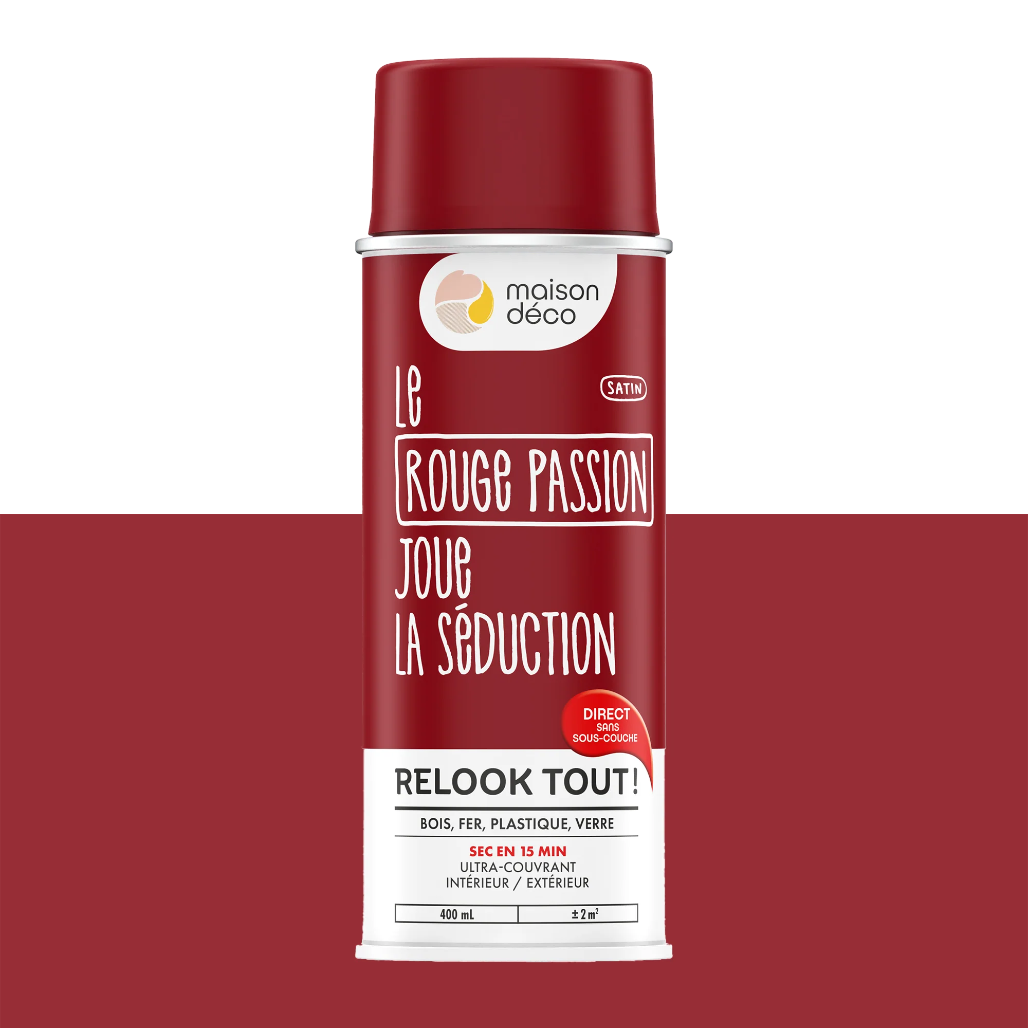 Relook tout aérosol Peinture Bombe de peinture rouge passion Satiné 0,4 L