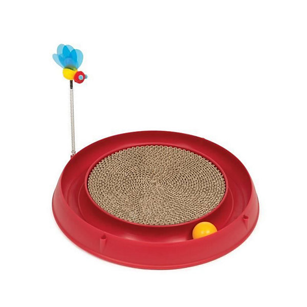 CAT IT Cuircuit 3 en 1 avec balle et planche a griffer - O 36 cm - Rouge - Pour chat