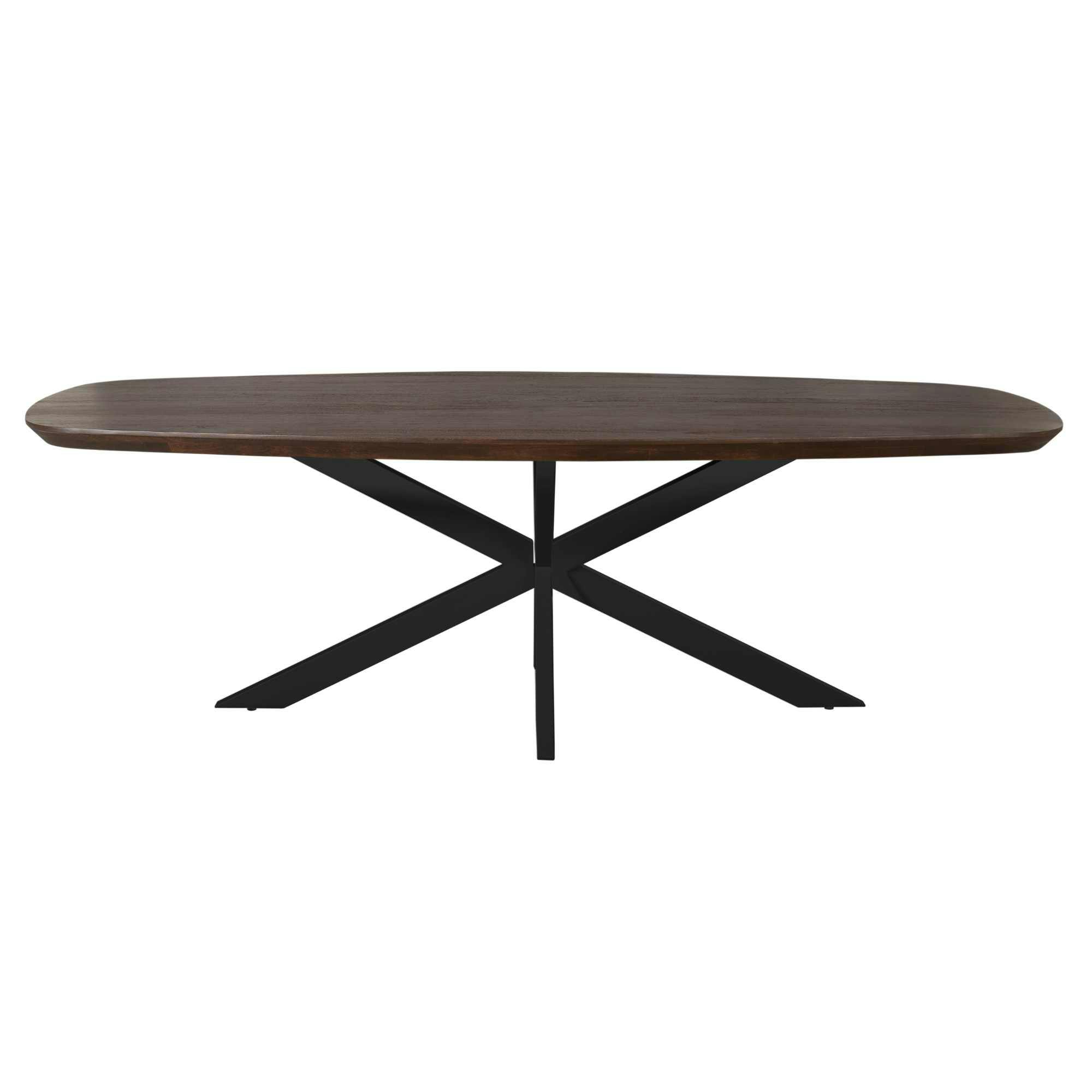 Table à manger bois brun bords arrondis 200 cm CORTINA