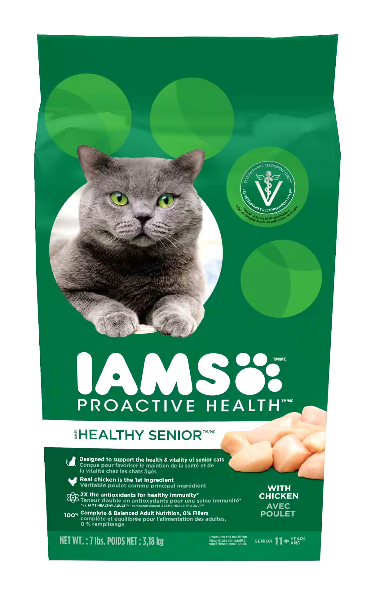 IAMS Proactive Health Lively Senior  Dry Cat Food with Chicken, 3.2-kg