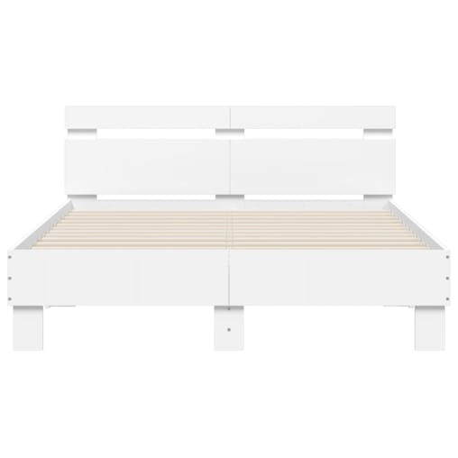 NNEVL Bed Frame with Headboard White 135x190 cm Engineered Wood