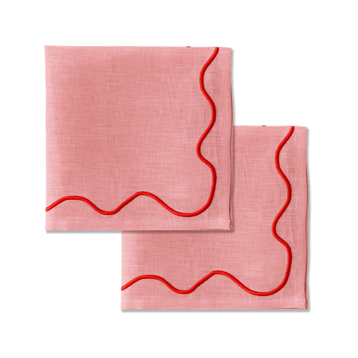 Kulu Club servetten Wavy - 100% linnen - roze - set van 2