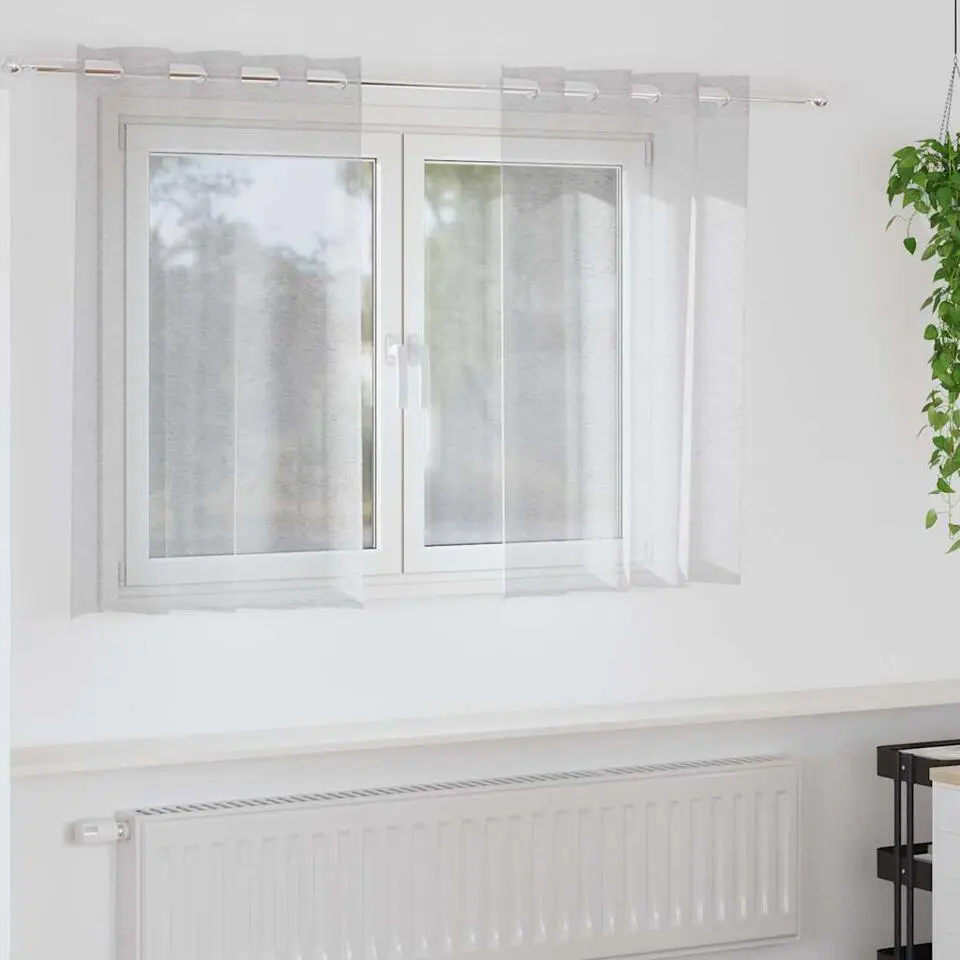 vidaXL Vitrages met ringen - Lichtgrijs - Polyester - 140x140 cm - Set van 2