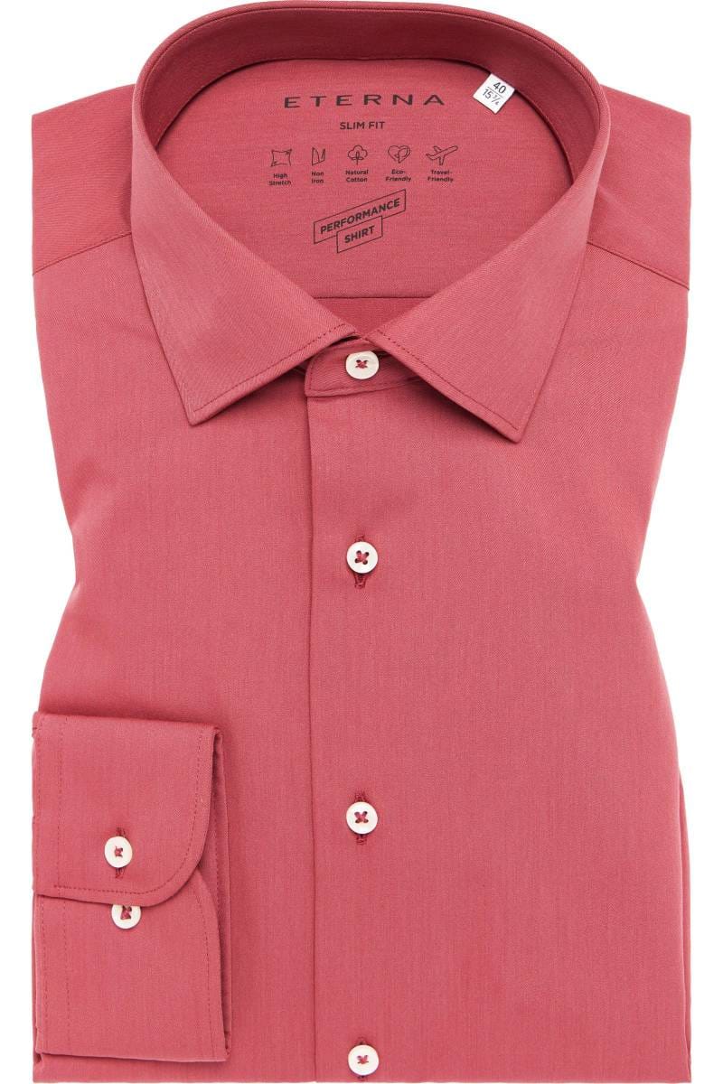 ETERNA Performance Slim Fit Hemd chianti, Einfarbig