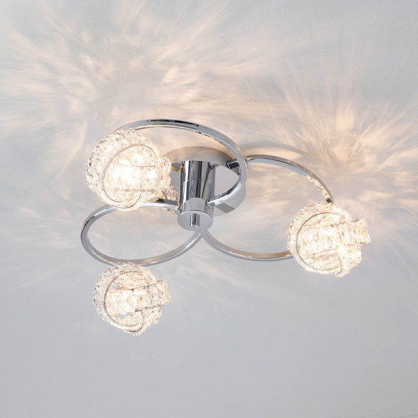 Lampa wisząca TALIA kryształowe klosze chromowana 3xG9x8W IP20 Endon