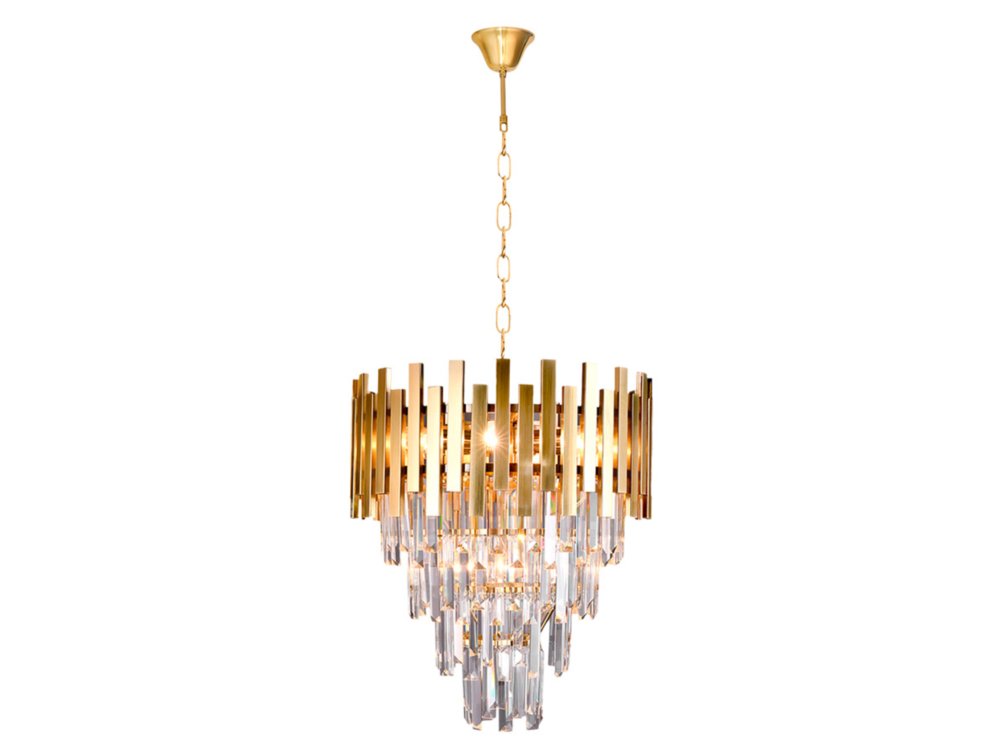 Lampa wisząca Aspen 9-punktowa kryształowa złota