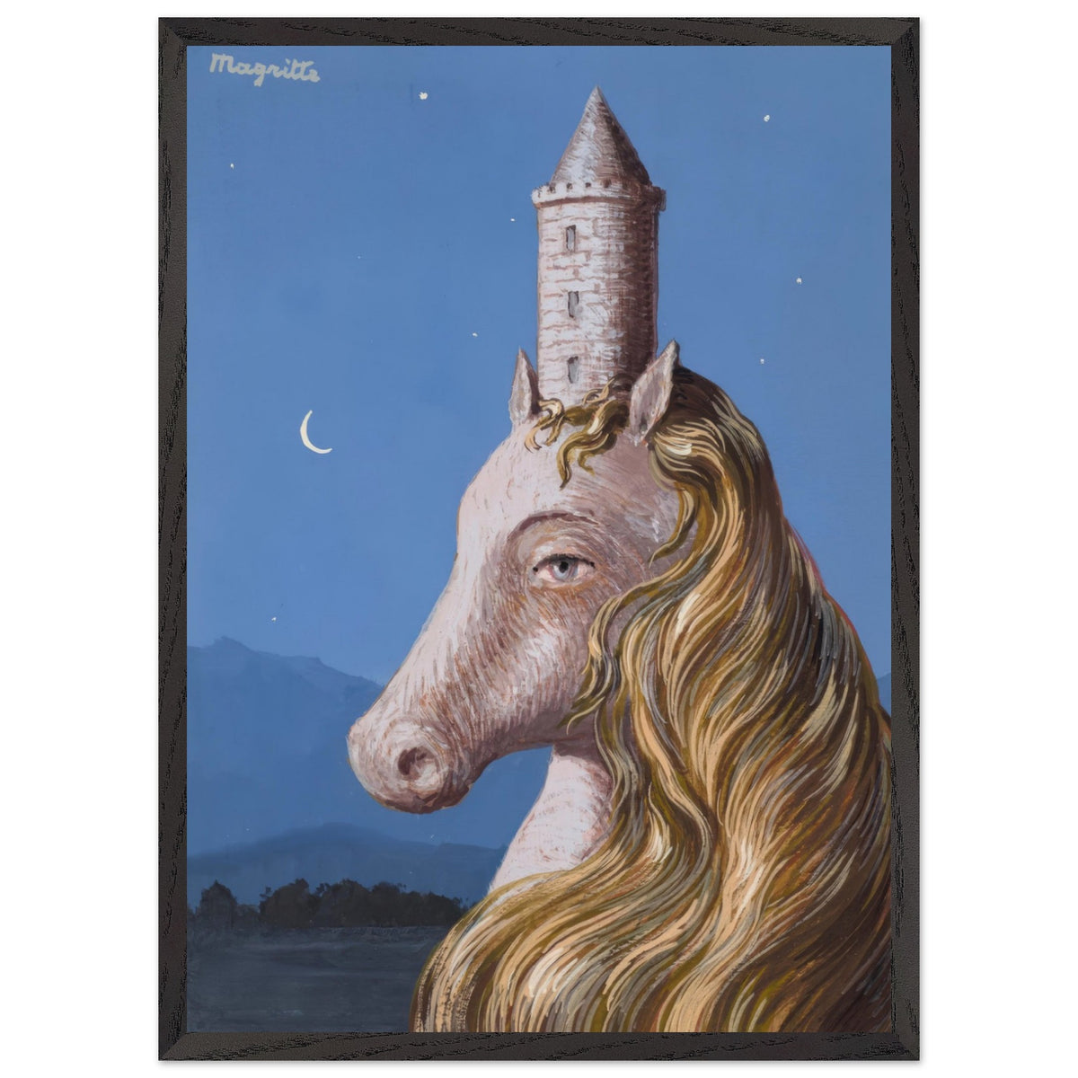 Artfulprints Poster met Lijst René Magritte - Le coeur du monde  - 50x70 cm - Blauw