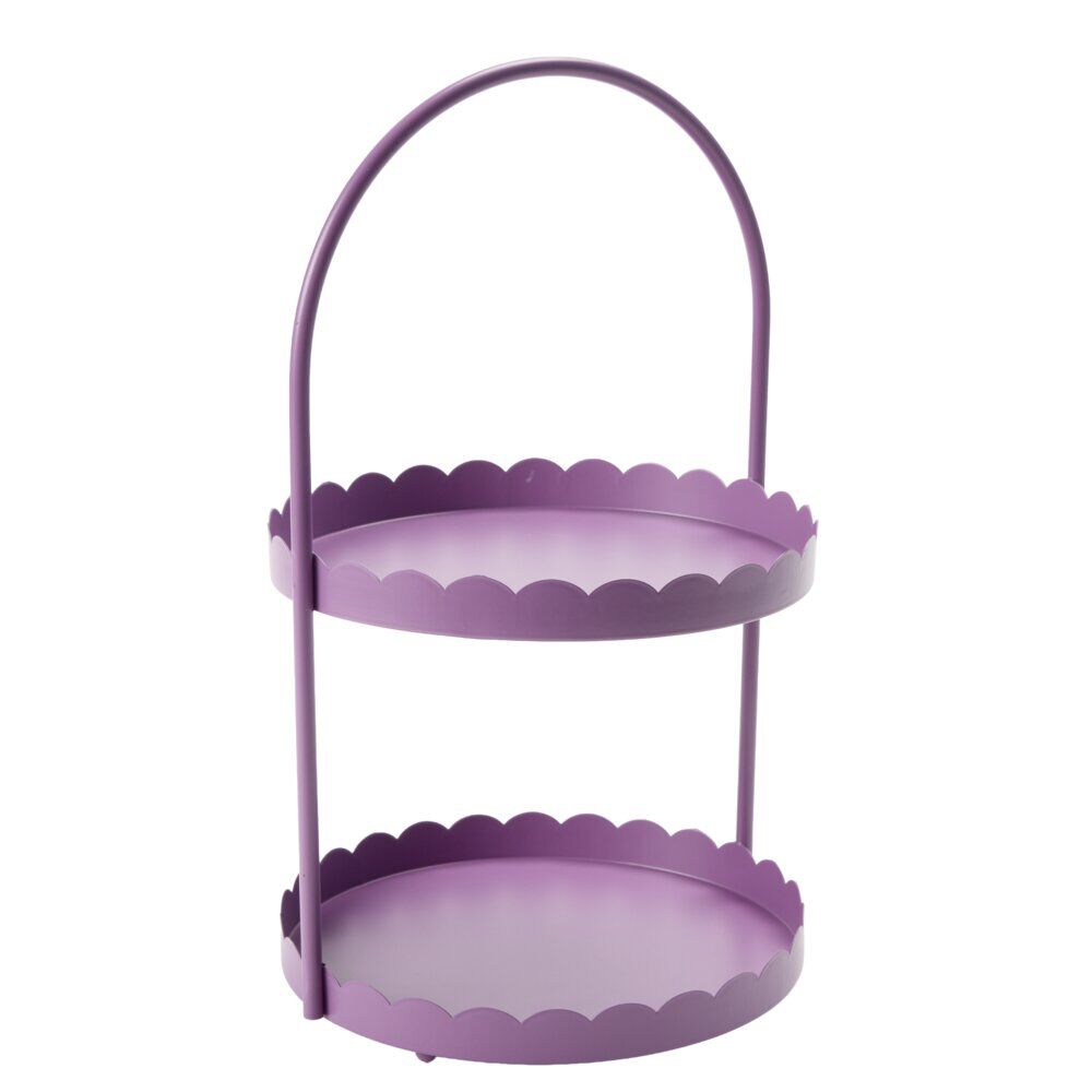 Serviteur salle de bain rond à poser 2 niveaux bord festoné métal Ø20xH34,5cm (3 modèles)