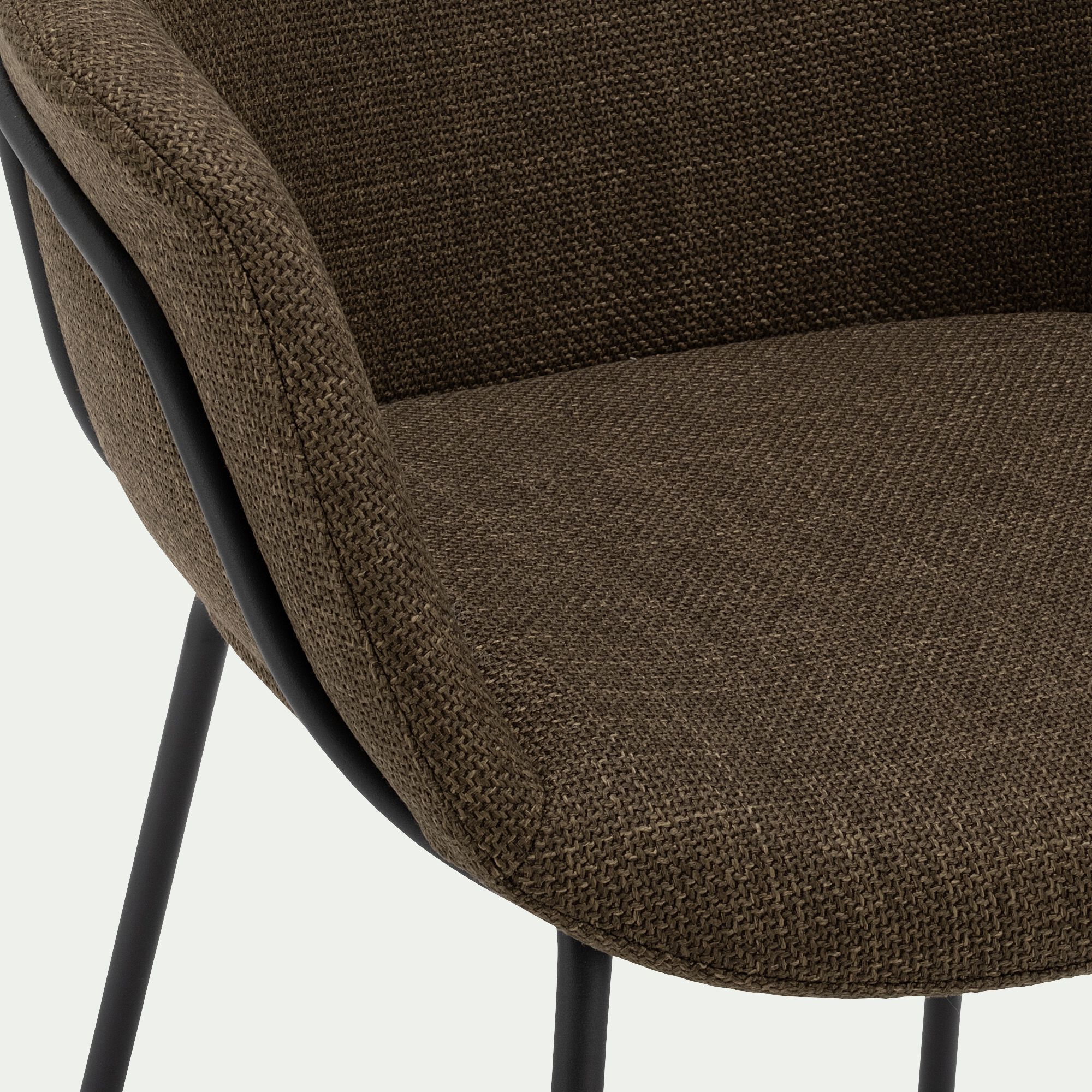CHLOE - Chaise de repas avec accoudoirs en tissu - vert cèdre