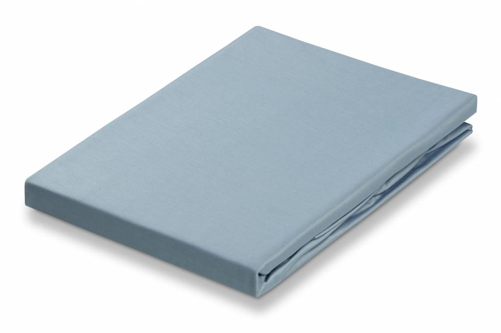 Satin Soft Hoeslaken Dusty Blue   160 x 200 cm   Blauw   Satijnkatoen