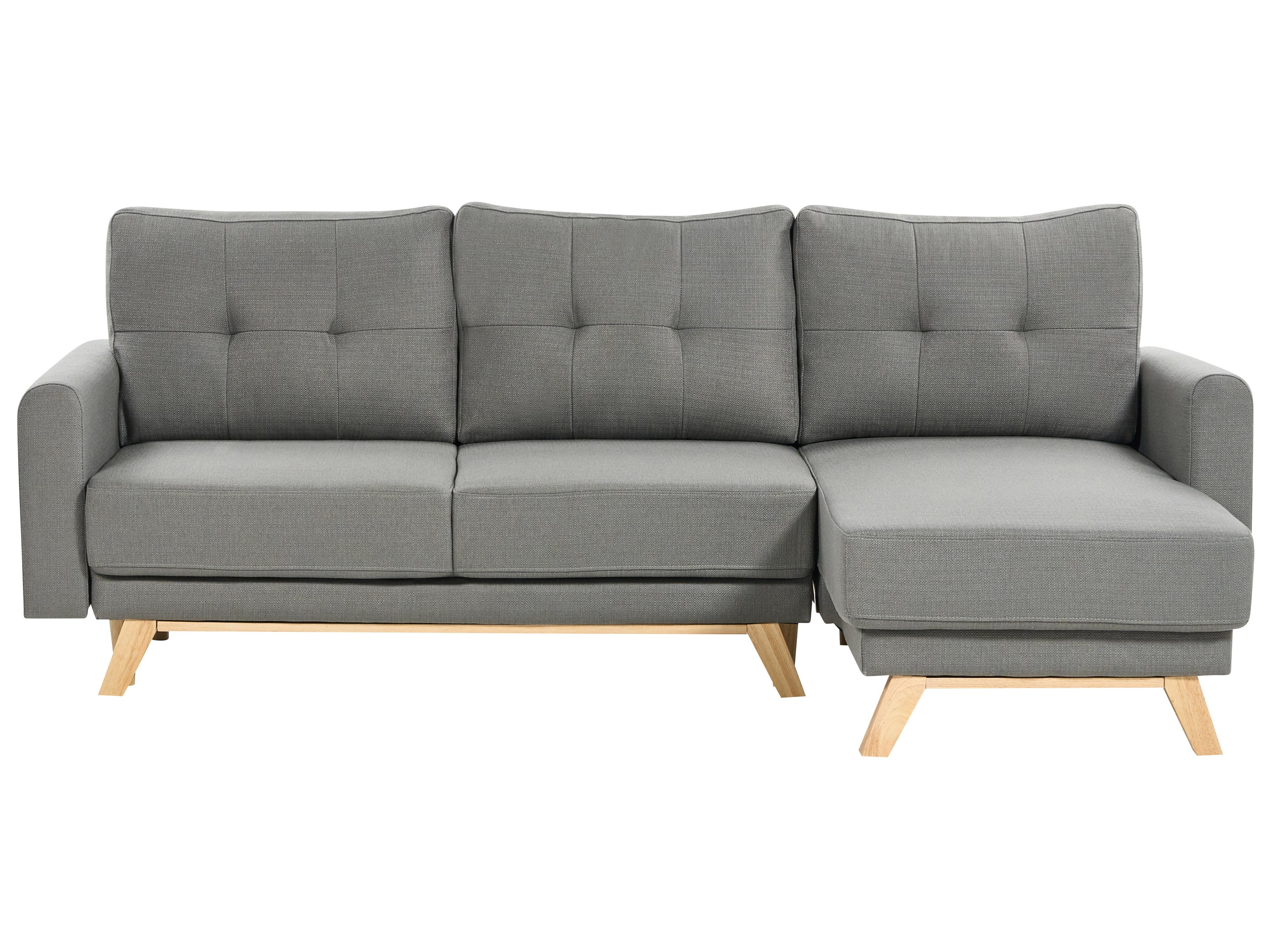 Sofa Bed 3 Seater SIRO Fabric Grey with Storage Left Hand