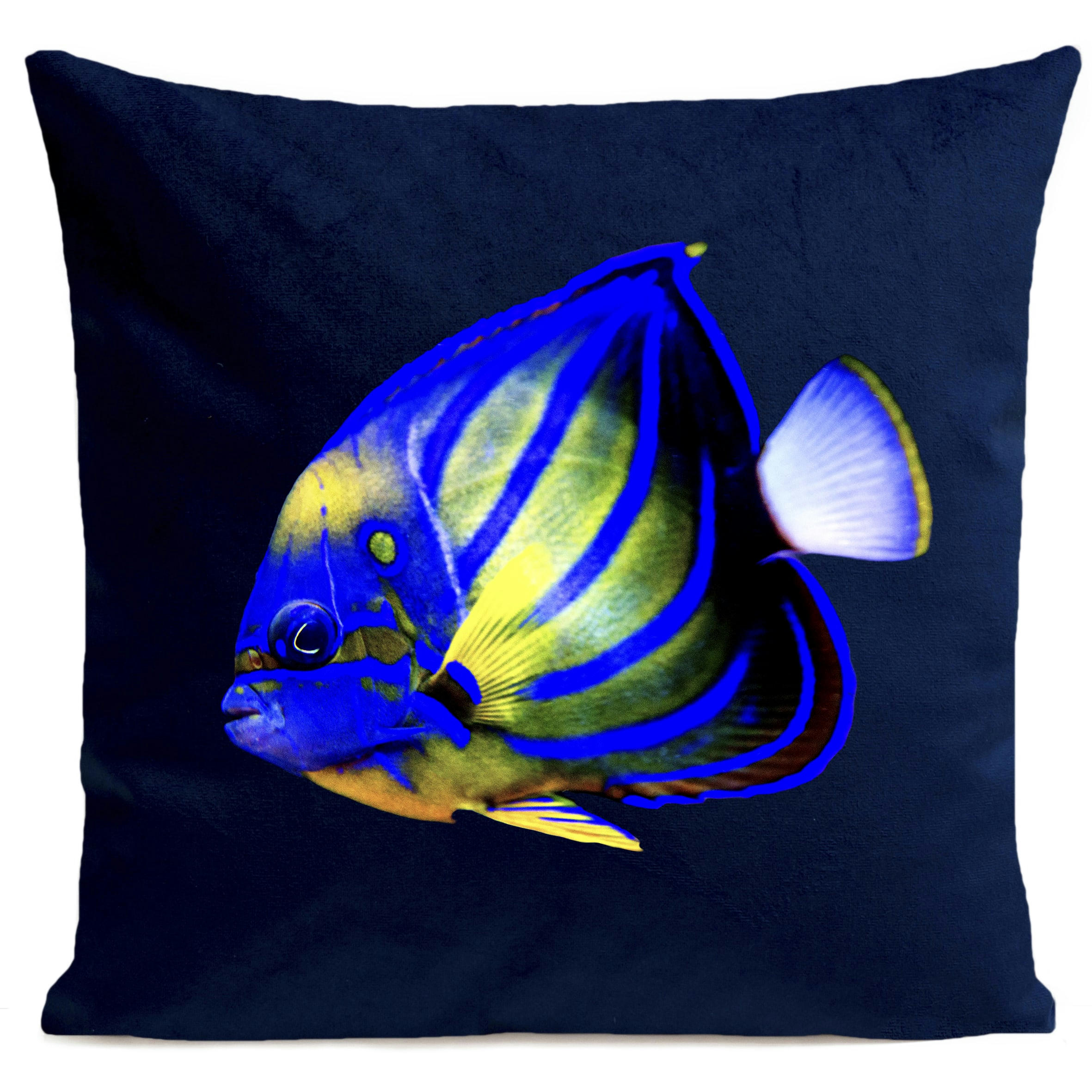 - Coussin bord de mer poisson bleu suédine 40x40cm