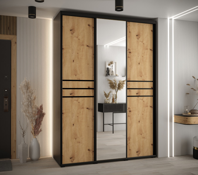 Szafa przesuwna 45 wysoka Davos 11 180 czarny artisan czarny