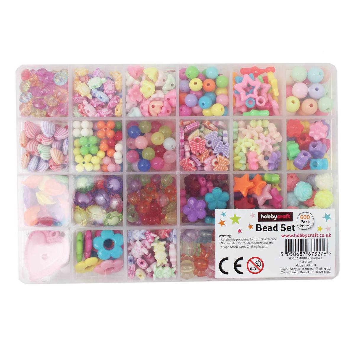 Assorted Bright Bead Box Kit 600 Pieces
