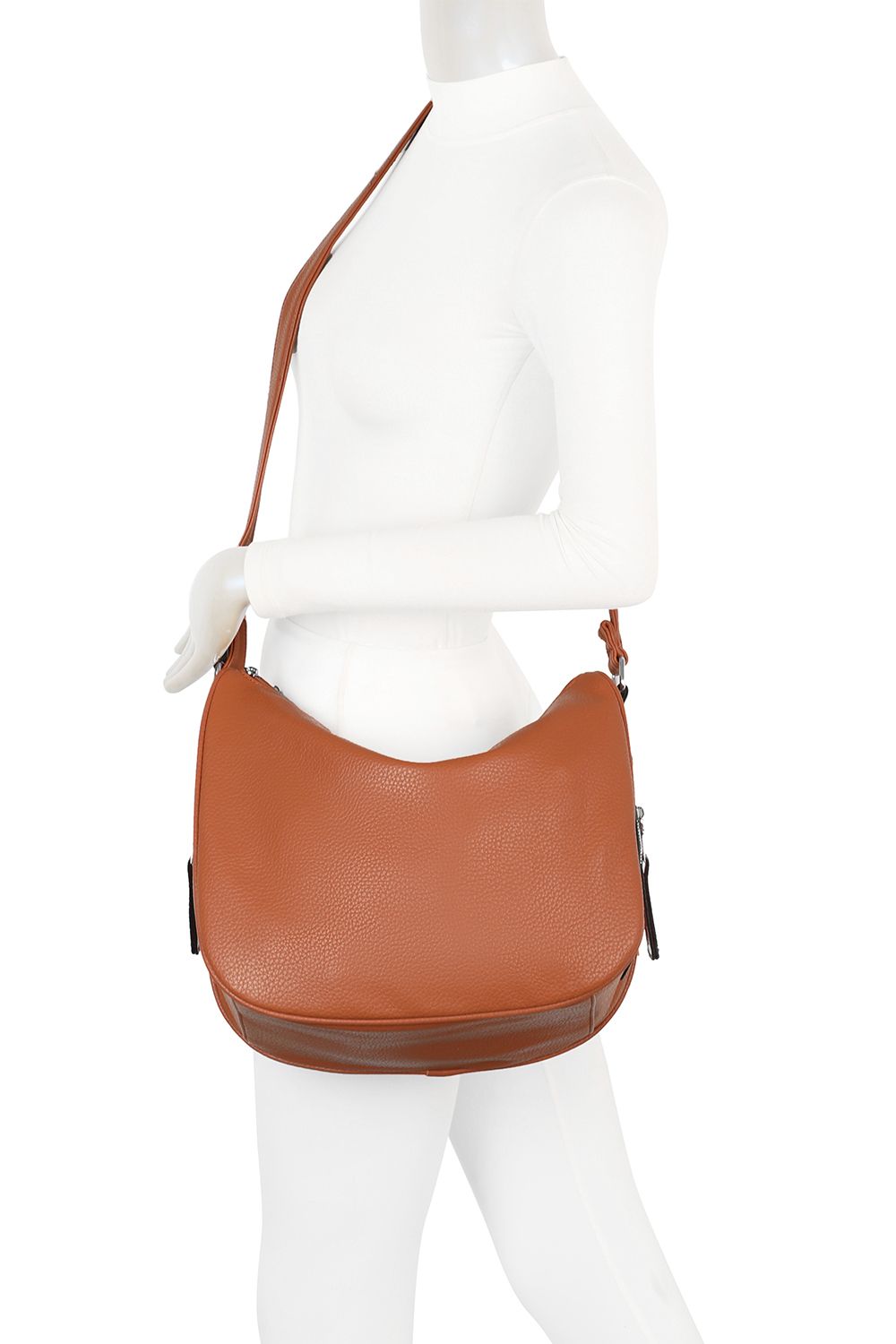 Fontanella Fashion Noma Dual Compartments PU Leather Crossbody Bag with Side Zip Pockets